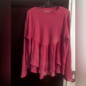 We The Free FP Pink Waffle Knit Top size Medium